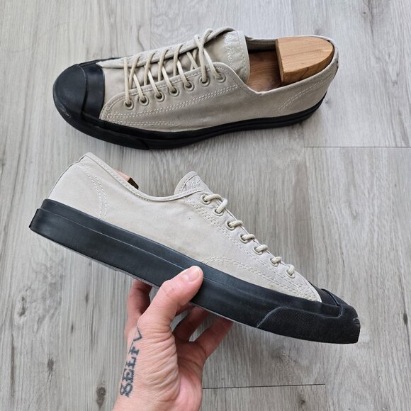 ConverseJack Purcell tan canvas black sole low-top sneakersMENS 10